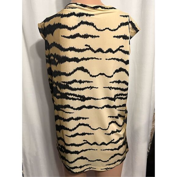 Beautiful RARE Vintage Y2K CINQ animal striped design neutral color blouse size - Picture 4 of 6